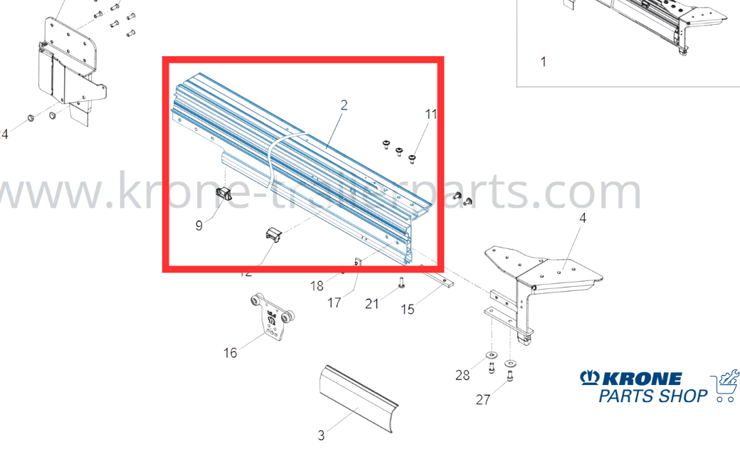 Krone Aluminyum Çatı Rayı Sağ CS Krone 190 L4 Versus - 515089084