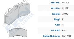 EREN Disk Fren Balatası 29162 SCHMITZ SAF 1195232 03057008401 3057008400